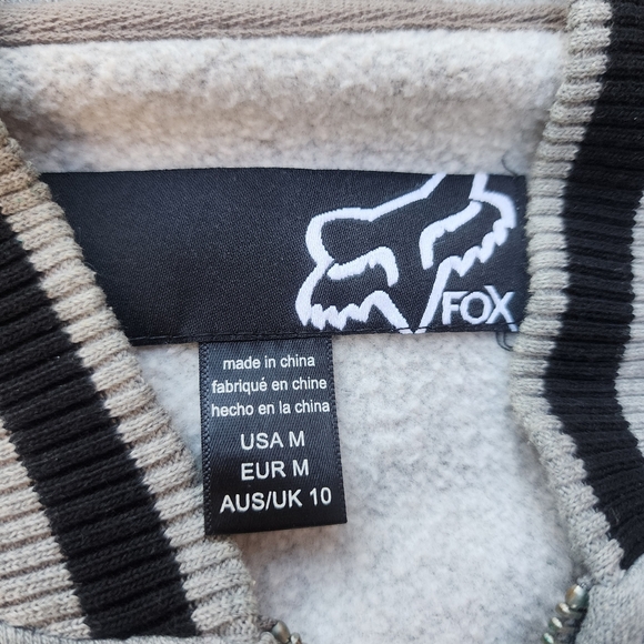 Y2K Fox Racing Women's Sweatshirt Style Gray Black Bomber‎ Zip Up Jacket, Sz M - Picture 5 of 10